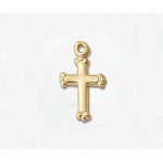 14/20 Yellow Gold-Filled Charm Cross 8.5x11mm w/Ring