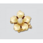 14K Yellow Gold Clasp Flower 14mm w/ Pearl