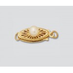 14K Yellow Gold Fish Hook Clasp w/ Pearl 13x5mm