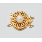 14K Yellow Gold Round Clasp w/ Pearl 2 Strand 12.5mm
