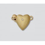 14K Yellow Gold Clasp Heart Matte w/ Diamonds 9.6x10mm